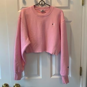 Light Pink Cropped Champion Sweatshirt